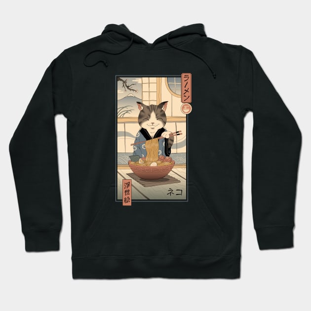 Neko Ramen Ukiyo-e Hoodie by Vincent Trinidad Art